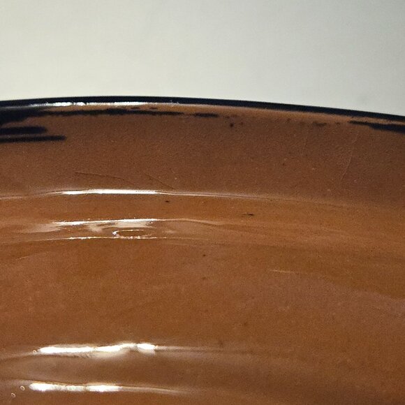 Mexican Red Clay Pottery Bowl Blue And White Flower And Scroll Design - Picture 6 of 7